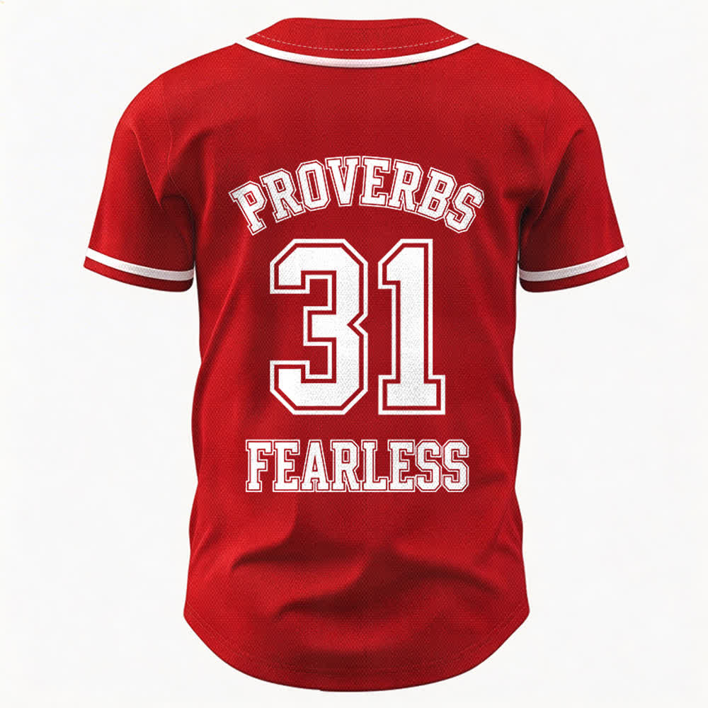 Christianartworkshop Proverbs 31 Fearless Faith Graphic Unisex Baseball Jersey - image 50