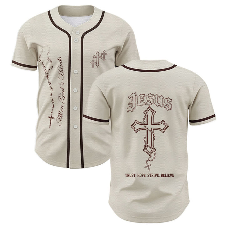 Christianartworkshop Trust Hope Strive Believe All In God's Hands Faith Motif Unisex Baseball Jersey - Apricot - 5XL - image 28