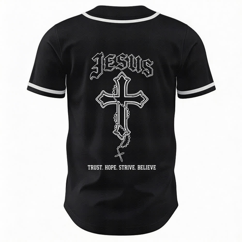 Christianartworkshop Trust Hope Strive Believe All In God's Hands Faith Motif Unisex Baseball Jersey - image 9