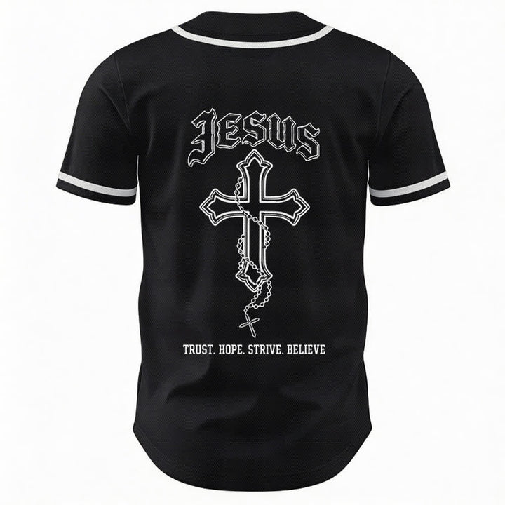 Christianartworkshop Trust Hope Strive Believe All In God's Hands Faith Motif Unisex Baseball Jersey - image 9