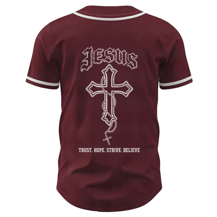 Christianartworkshop Trust Hope Strive Believe All In God's Hands Faith Motif Unisex Baseball Jersey - image 2