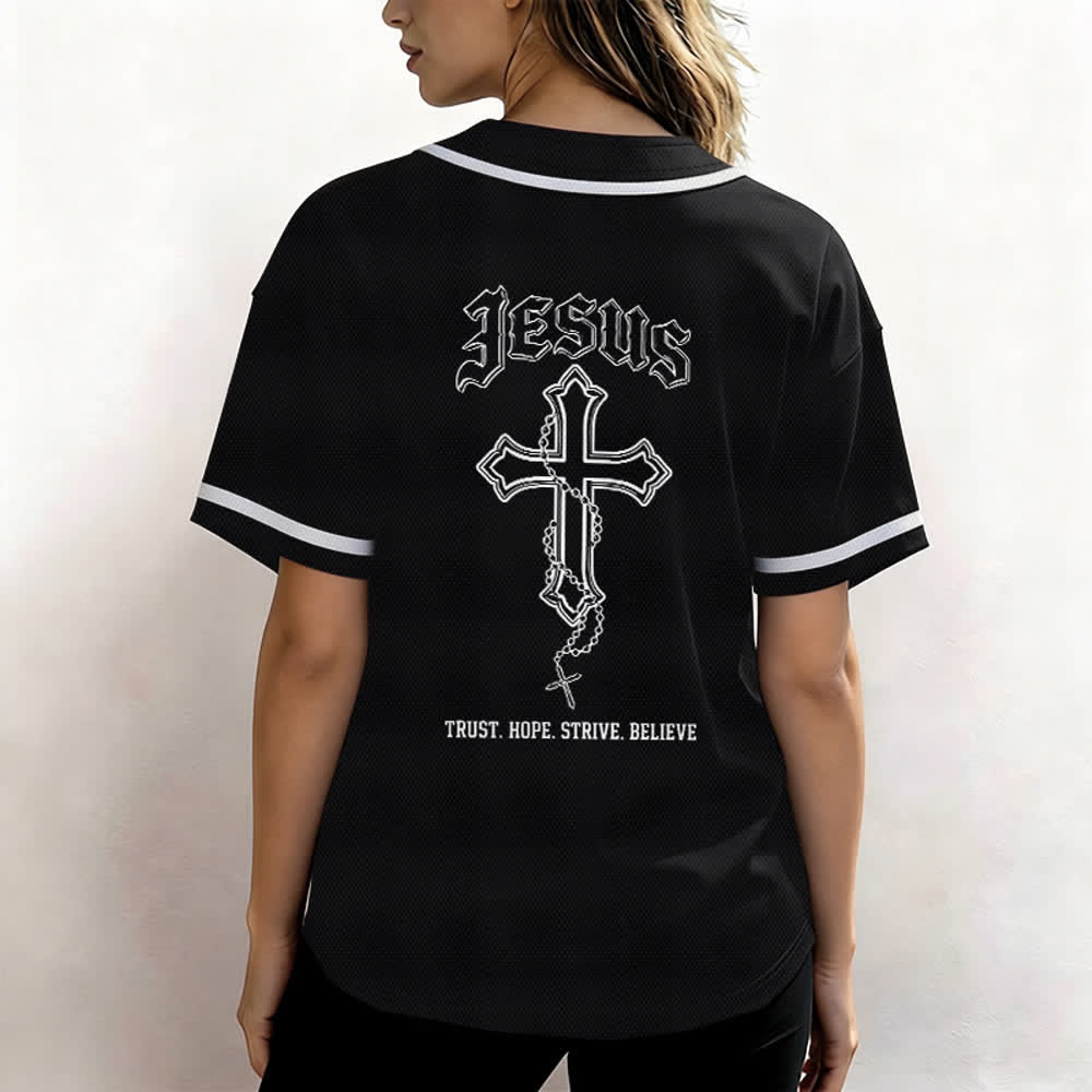 Christianartworkshop Trust Hope Strive Believe All In God's Hands Faith Motif Unisex Baseball Jersey - image 13