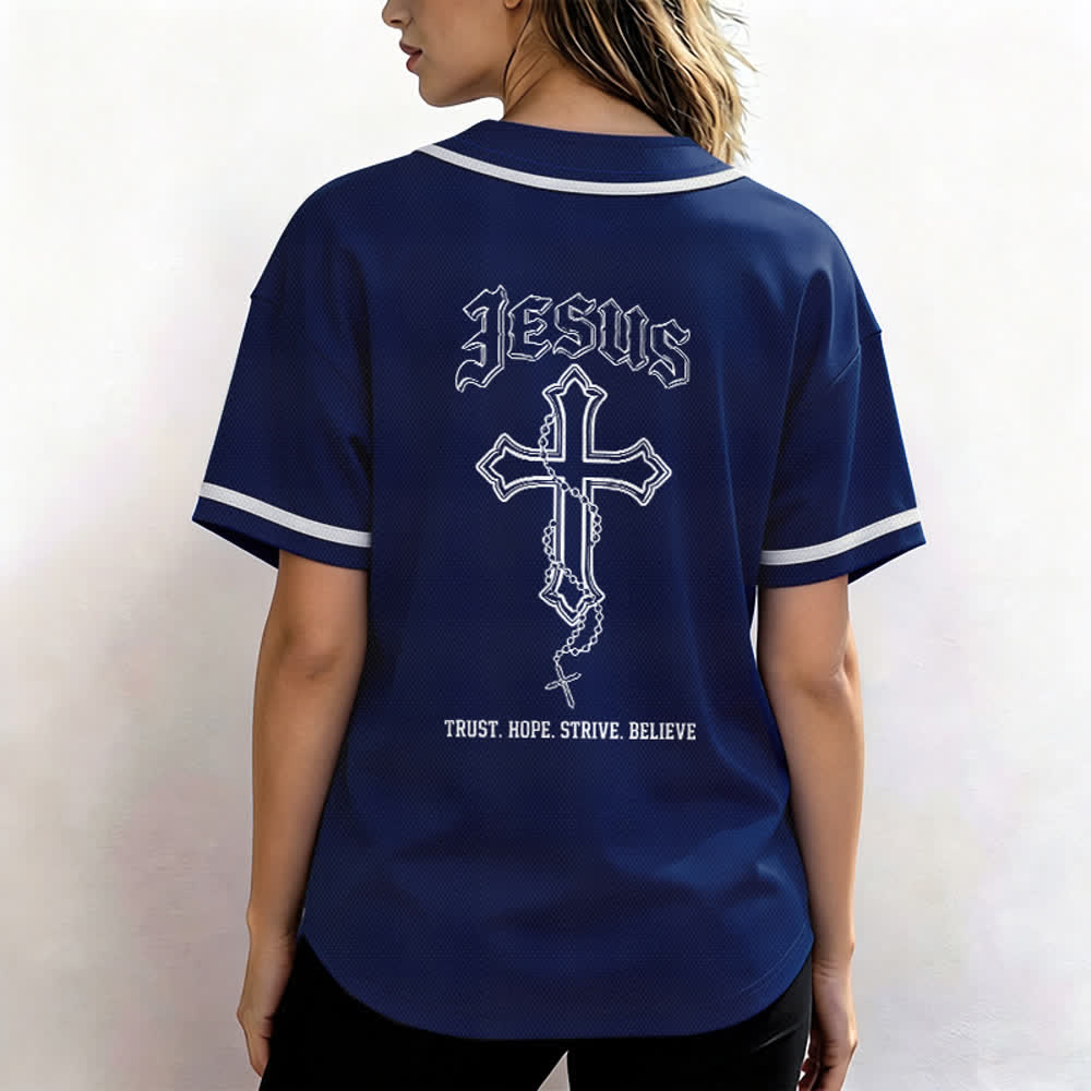 Christianartworkshop Trust Hope Strive Believe All In God's Hands Faith Motif Unisex Baseball Jersey - image 27