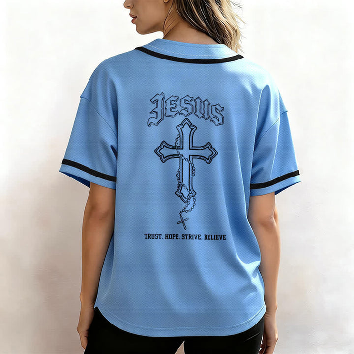 Christianartworkshop Trust Hope Strive Believe All In God's Hands Faith Motif Unisex Baseball Jersey - image 41