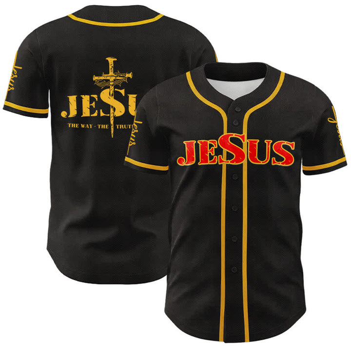 Christianartworkshop Jesus Cross Nail and Crown of Thorns Baseball Jersey - Red Jesus - Golden - 5XL - image 28
