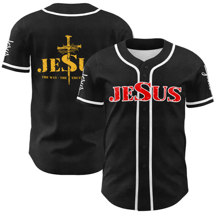 Christianartworkshop Jesus Cross Nail and Crown of Thorns Baseball Jersey - Red Jesus - White - 5XL - image 31