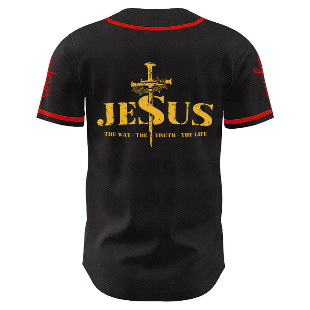 Christianartworkshop Jesus Cross Nail and Crown of Thorns Baseball Jersey - image 36