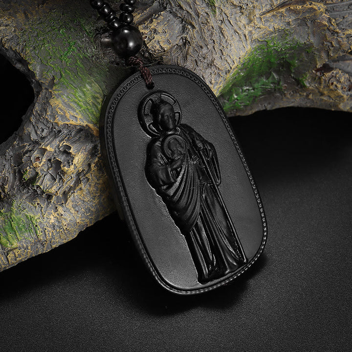 Christianartworkshop Relief‑Molded Holy Portrait Beaded Necklace: Token of Serene Divine Solace for Daily Devotion - image 8
