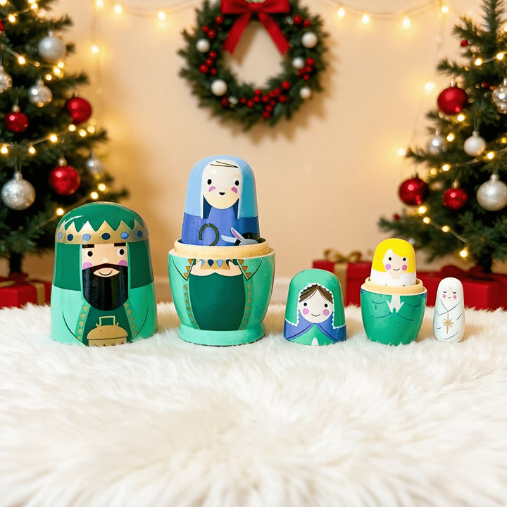 Christianartworkshop Nativity Scene Wooden Nesting Dolls: A Whimsical Retelling of The Holy Night - image 5