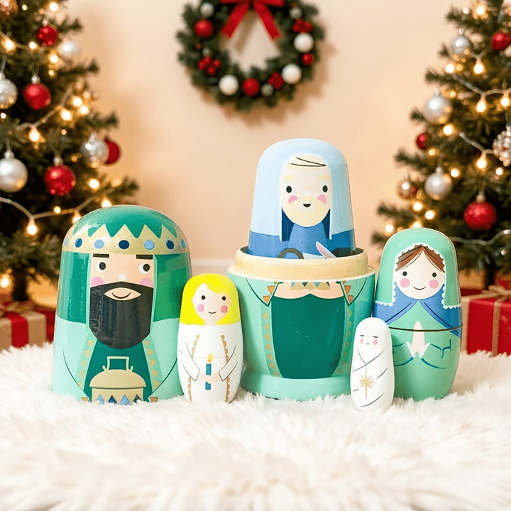 Christianartworkshop Nativity Scene Wooden Nesting Dolls: A Whimsical Retelling of The Holy Night - image 4