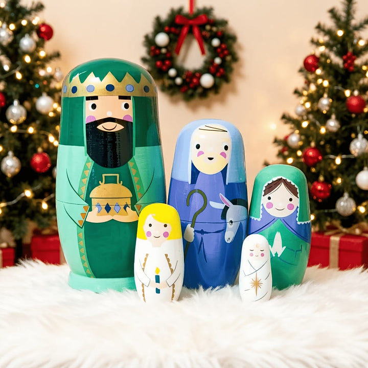 Christianartworkshop Nativity Scene Wooden Nesting Dolls: A Whimsical Retelling of The Holy Night - image 2