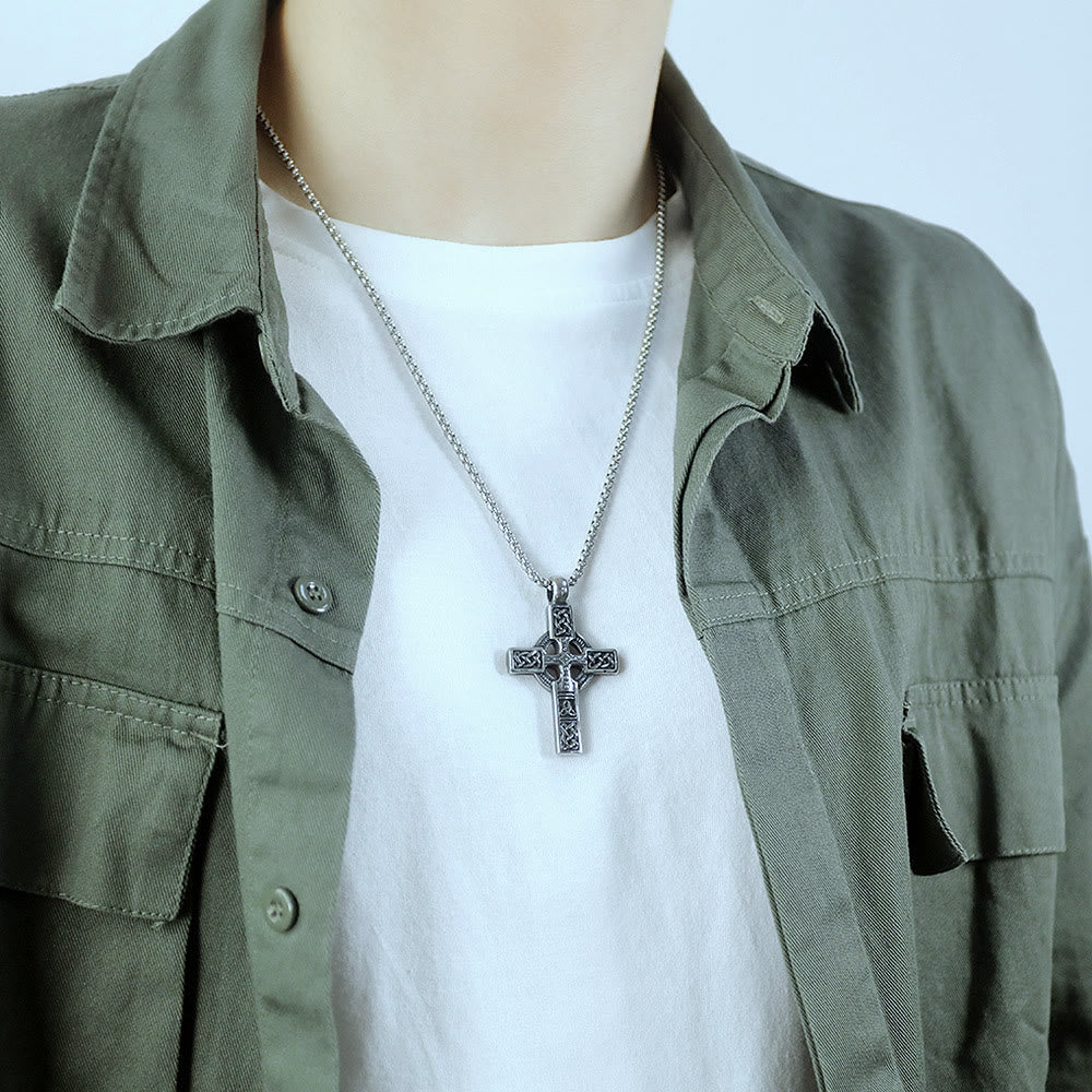 Christianartworkshop Vintage Celtic Knot Cross Pendant Necklace: Emblem of Enduring Gentle Shelter - image 1