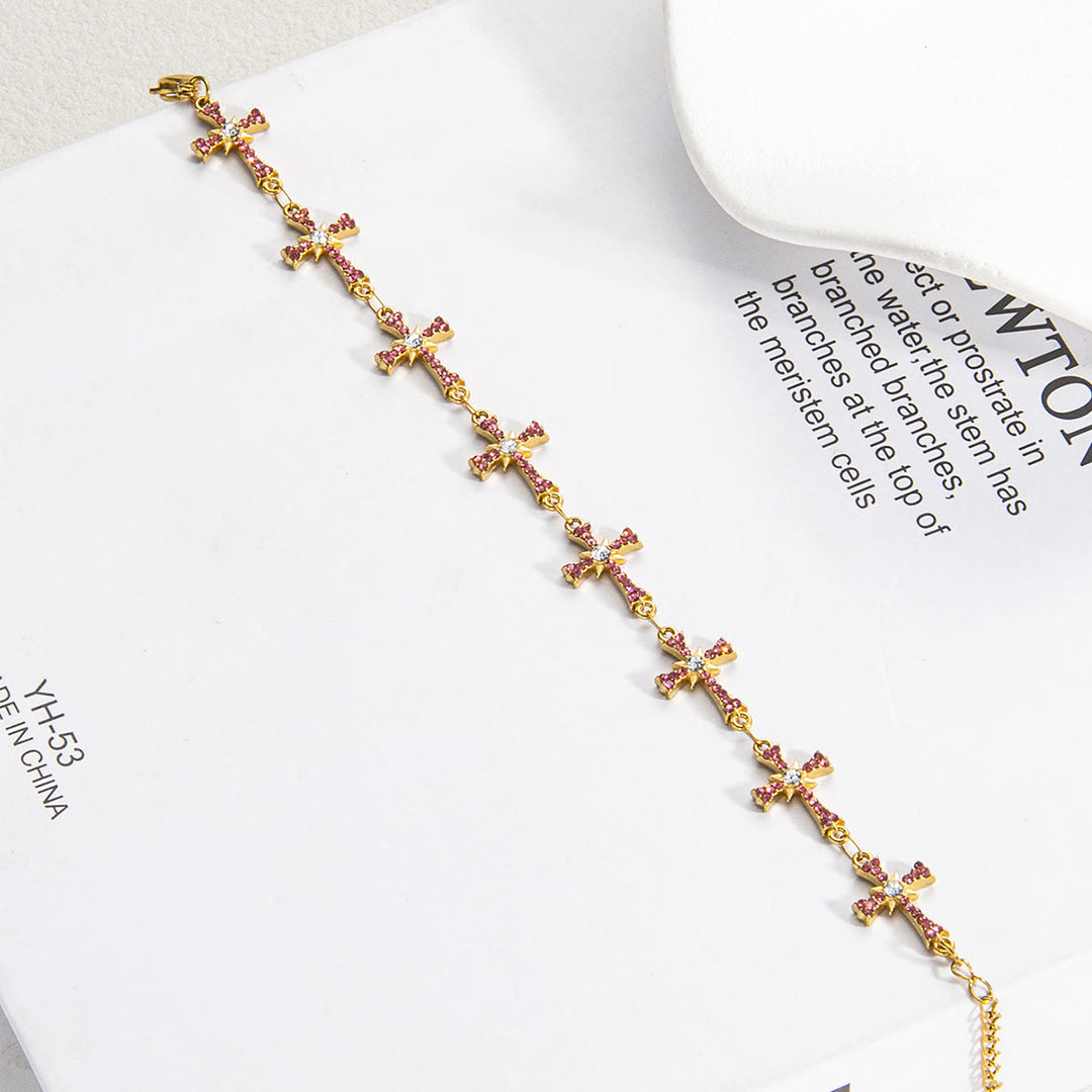 Christianartworkshop Sparkling Paved‑Stone Cross Link Bracelet: Emblem of Radiant Heavenly Blessings - image 9
