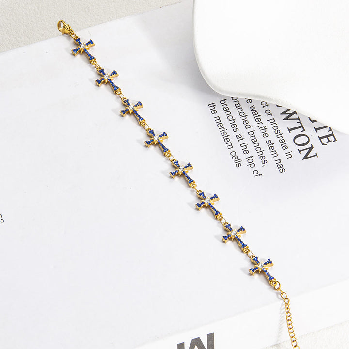 Christianartworkshop Sparkling Paved‑Stone Cross Link Bracelet: Emblem of Radiant Heavenly Blessings - image 11