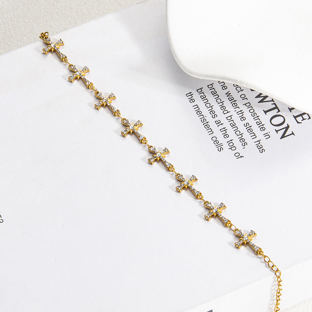 Christianartworkshop Sparkling Paved‑Stone Cross Link Bracelet: Emblem of Radiant Heavenly Blessings - image 7