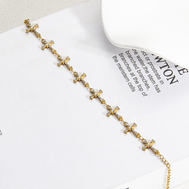 Christianartworkshop Sparkling Paved‑Stone Cross Link Bracelet: Emblem of Radiant Heavenly Blessings - image 7