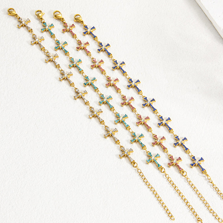 Christianartworkshop Sparkling Paved‑Stone Cross Link Bracelet: Emblem of Radiant Heavenly Blessings - image 4