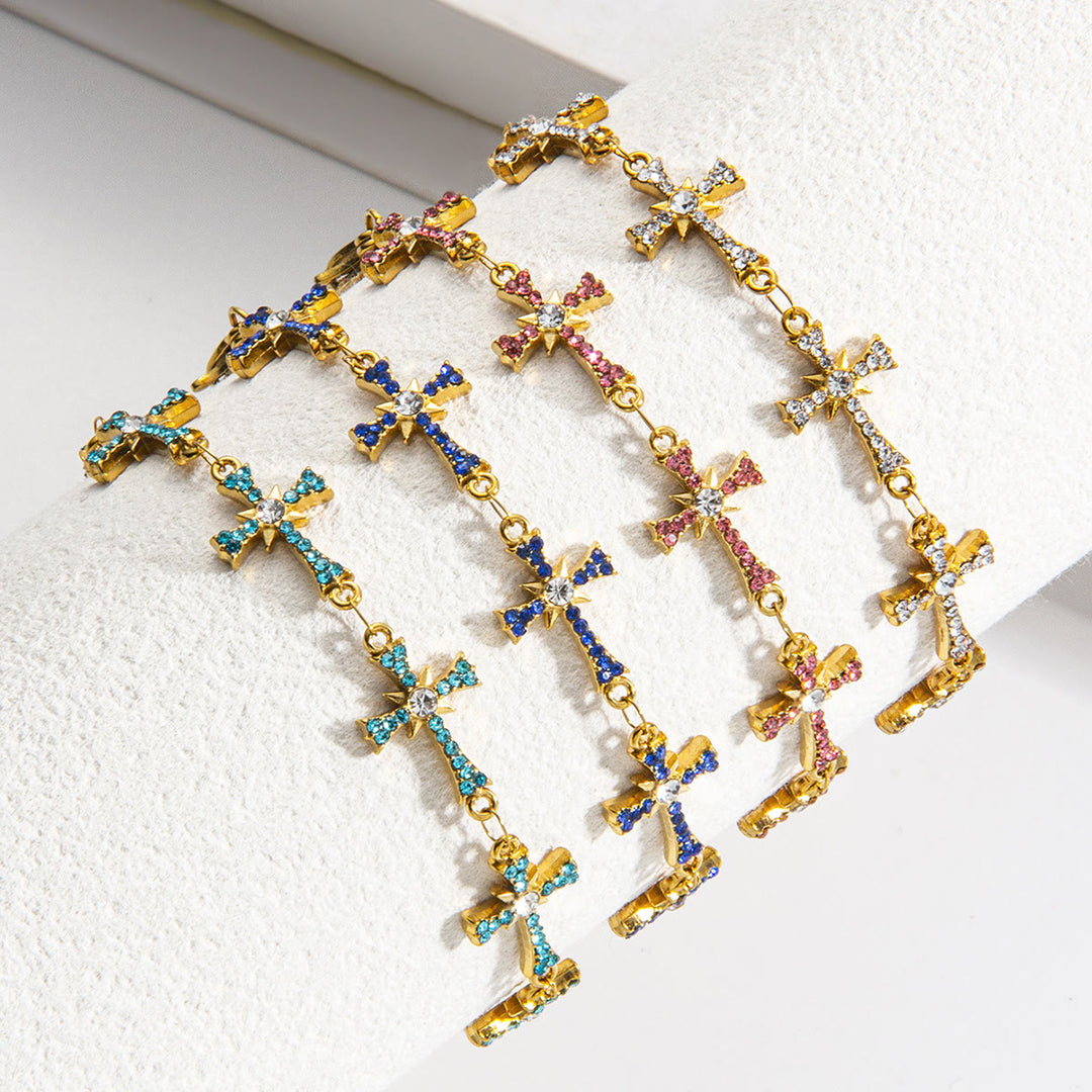 Christianartworkshop Sparkling Paved‑Stone Cross Link Bracelet: Emblem of Radiant Heavenly Blessings - image 2