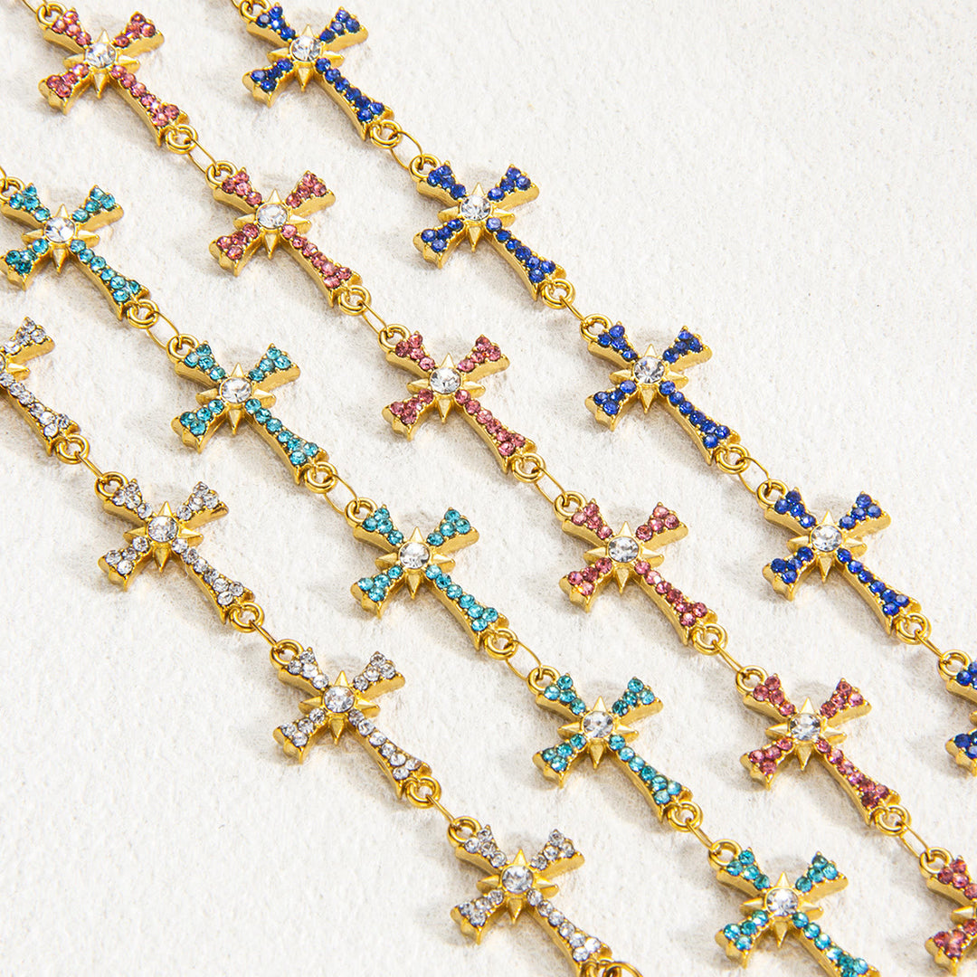 Christianartworkshop Sparkling Paved‑Stone Cross Link Bracelet: Emblem of Radiant Heavenly Blessings - image 5