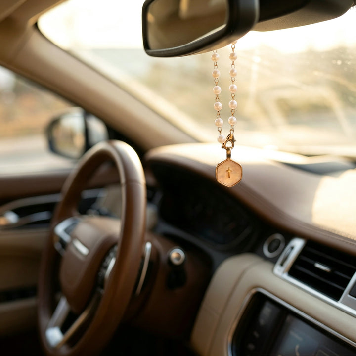 FREE Today: Pearl Strand Rearview Mirror Cross Car Pendant: Emblem of Heavenly Travel Protection - image 8
