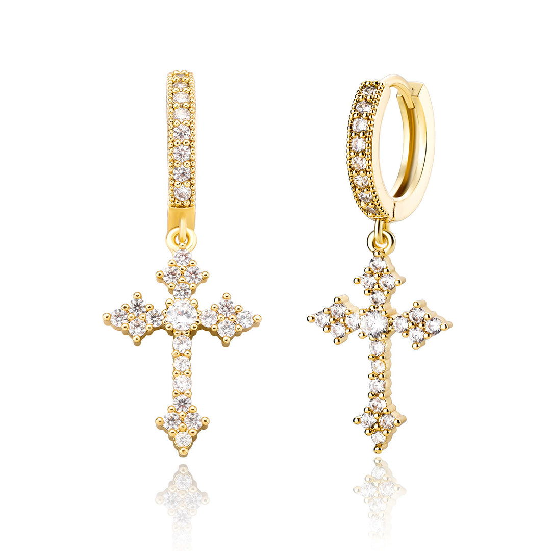 Christianartworkshop Sparkling Stone-Clustered Cross Charm Earrings: Token of Sacred Redemptive Love - image 4