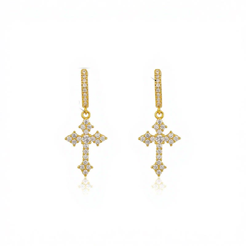 Christianartworkshop Sparkling Stone-Clustered Cross Charm Earrings: Token of Sacred Redemptive Love - image 5