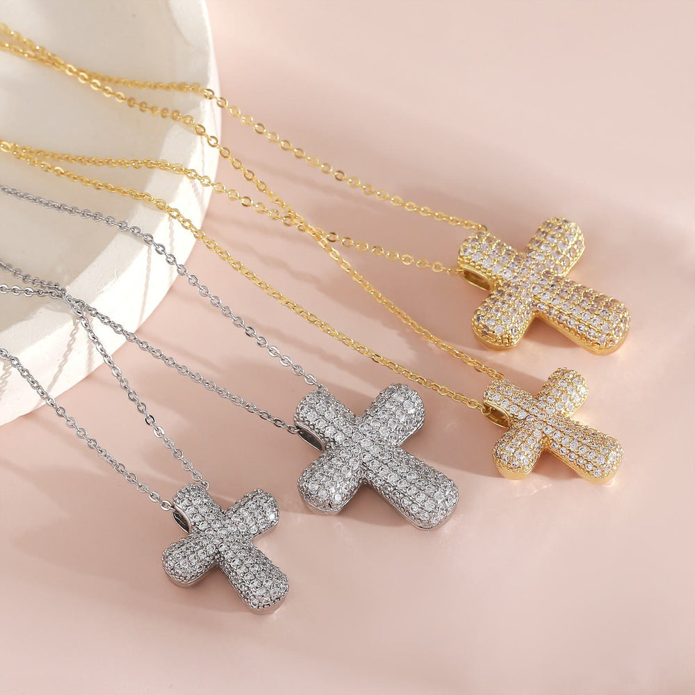 Christianartworkshop Sparkling Rounded-Tip Cross Necklace with Pavé Stones: Token of Sacred Redemptive Grace - image 1