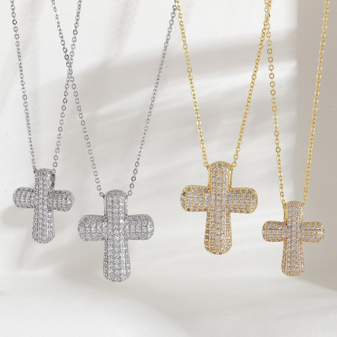 FREE Today: Sparkling Rounded-Tip Cross Necklace with Pavé Stones: Token of Sacred Redemptive Grace - image 0
