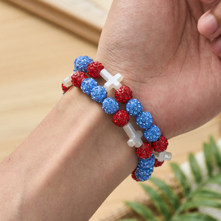 Christianartworkshop All-Day Wear Shimmer Crystal Cross Bracelet: Symbol of Steady Sacred Light - image 4