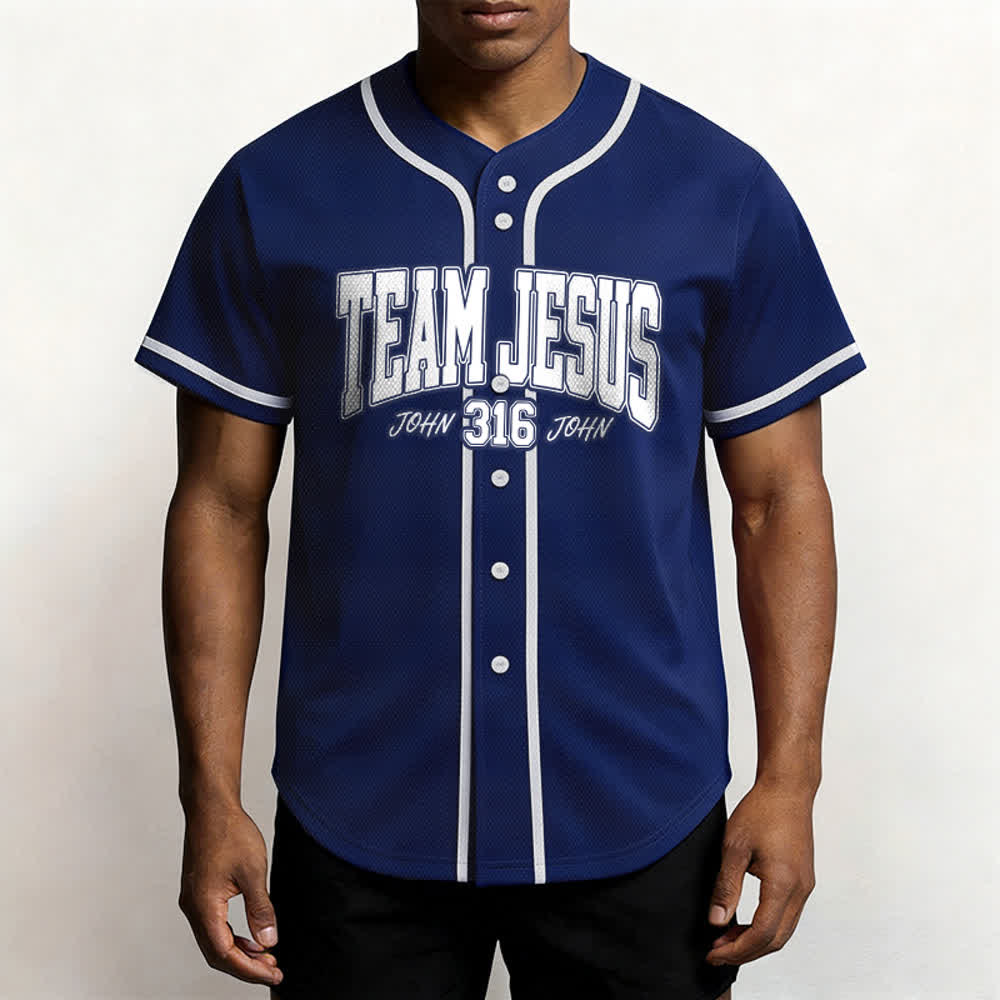 Christianartworkshop Sporty Team Jesus John 316 Inspirational Scripture Statement Unisex Baseball Jersey - image 3