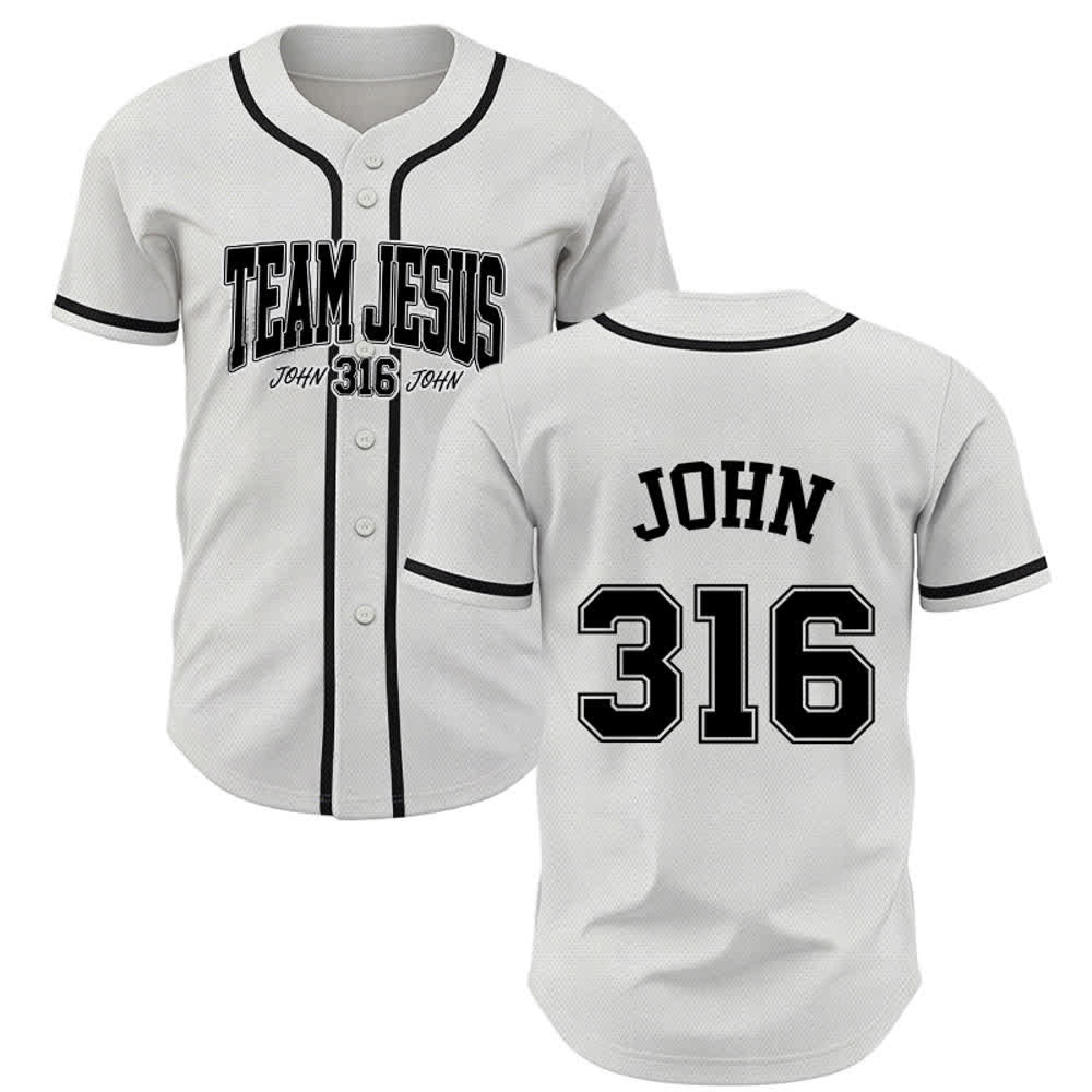 Christianartworkshop Sporty Team Jesus John 316 Inspirational Scripture Statement Unisex Baseball Jersey - White - 5XL - image 7