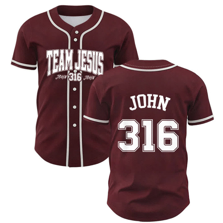 Christianartworkshop Sporty Team Jesus John 316 Inspirational Scripture Statement Unisex Baseball Jersey - Wine - 5XL - image 21