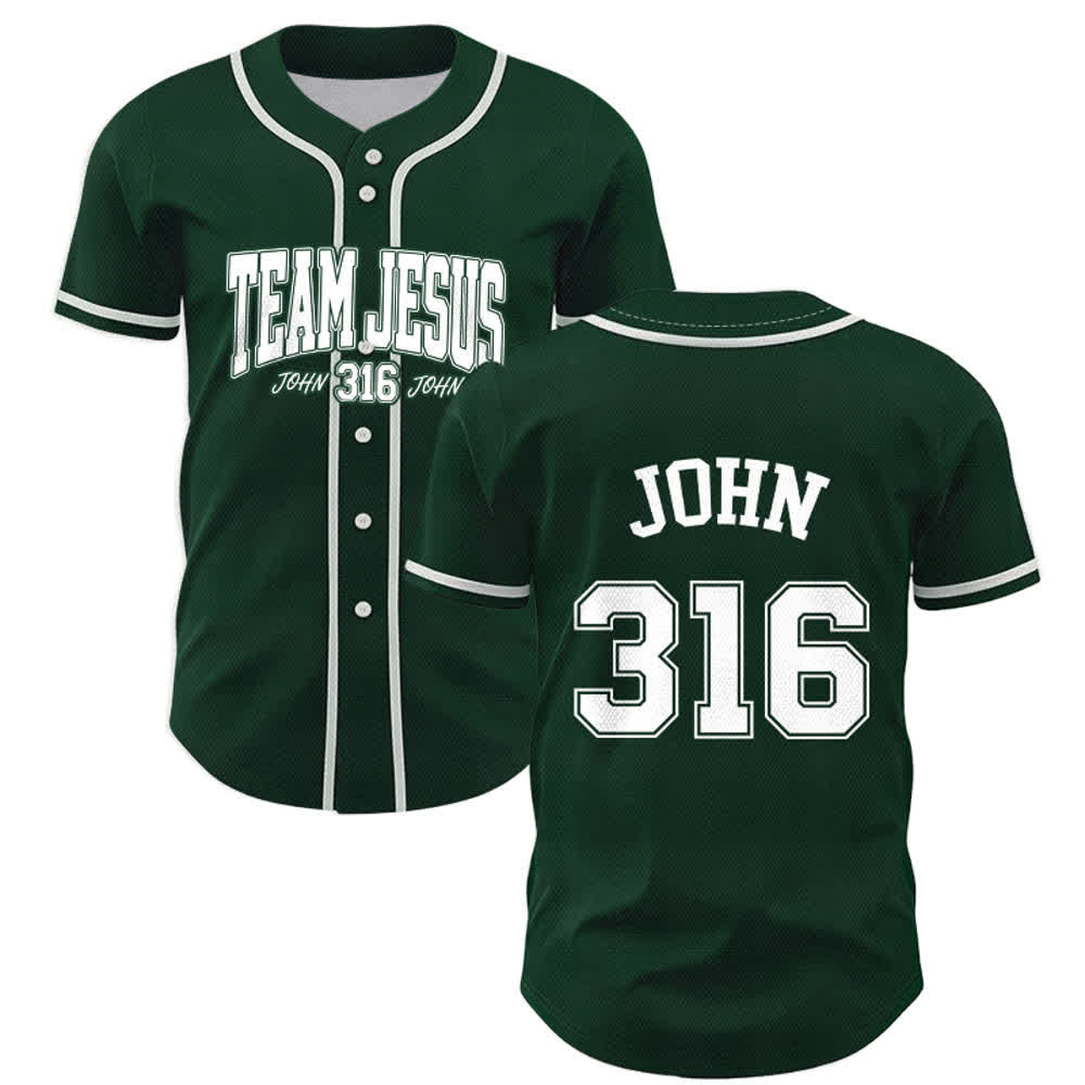 Christianartworkshop Sporty Team Jesus John 316 Inspirational Scripture Statement Unisex Baseball Jersey - Green - 5XL - image 42