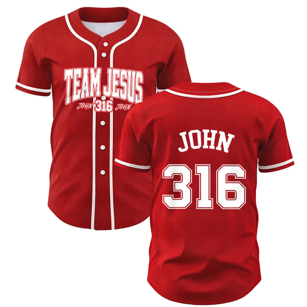 Christianartworkshop Sporty Team Jesus John 316 Inspirational Scripture Statement Unisex Baseball Jersey - Red - 5XL - image 49