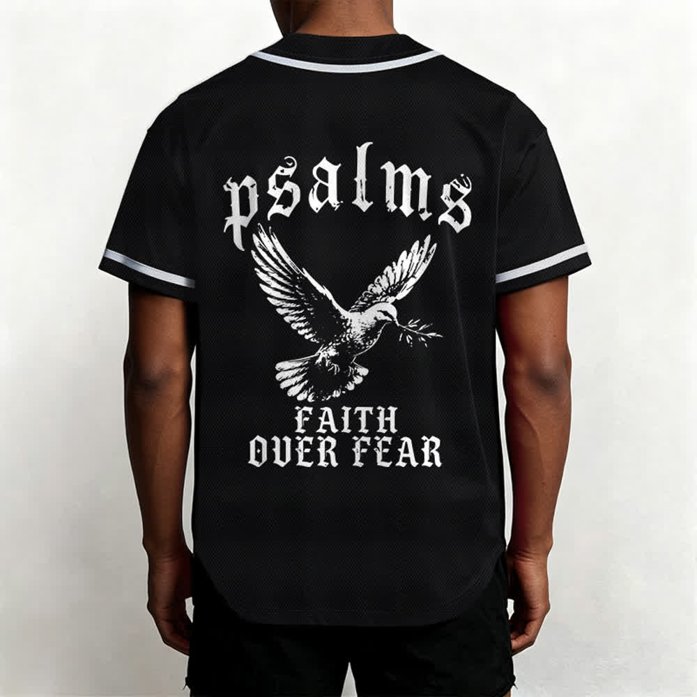Christianartworkshop Peace Dove & Faith Slogan Religious Psalm 23 Athletic Design Unisex Baseball Jersey - image 4