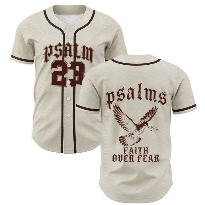 Christianartworkshop Peace Dove & Faith Slogan Religious Psalm 23 Athletic Design Unisex Baseball Jersey - Apricot - 5XL - image 28
