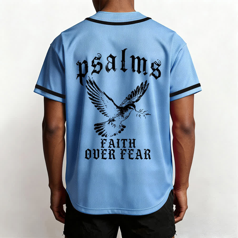 Christianartworkshop Peace Dove & Faith Slogan Religious Psalm 23 Athletic Design Unisex Baseball Jersey - image 39