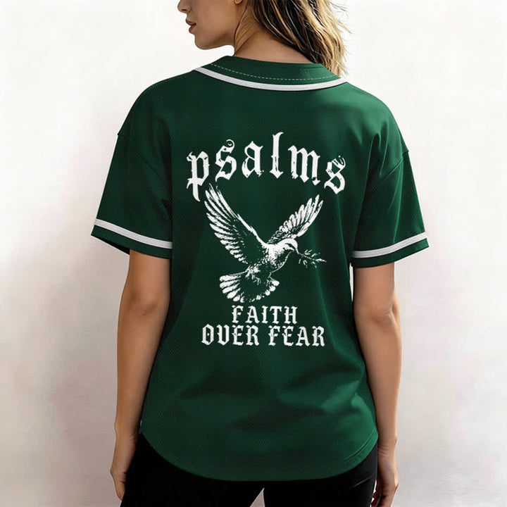 Christianartworkshop Peace Dove & Faith Slogan Religious Psalm 23 Athletic Design Unisex Baseball Jersey - image 48