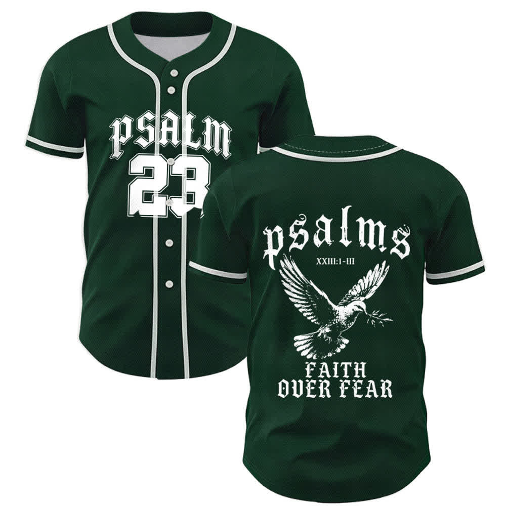 Christianartworkshop Peace Dove & Faith Slogan Religious Psalm 23 Athletic Design Unisex Baseball Jersey - Green - 5XL - image 42