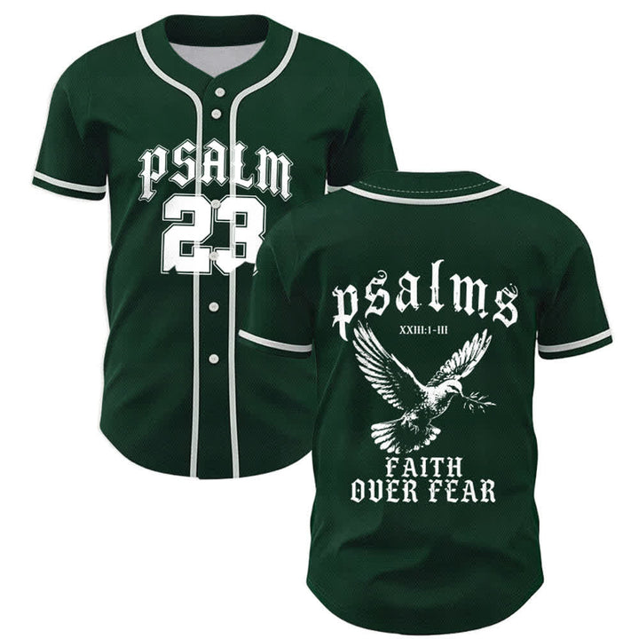 Christianartworkshop Peace Dove & Faith Slogan Religious Psalm 23 Athletic Design Unisex Baseball Jersey - Green - 5XL - image 42