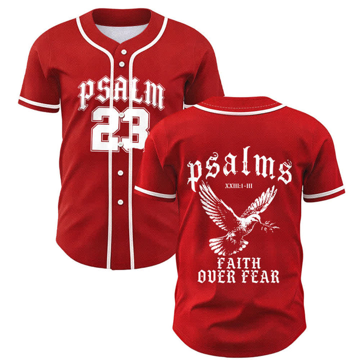 Christianartworkshop Peace Dove & Faith Slogan Religious Psalm 23 Athletic Design Unisex Baseball Jersey - Red - 5XL - image 49