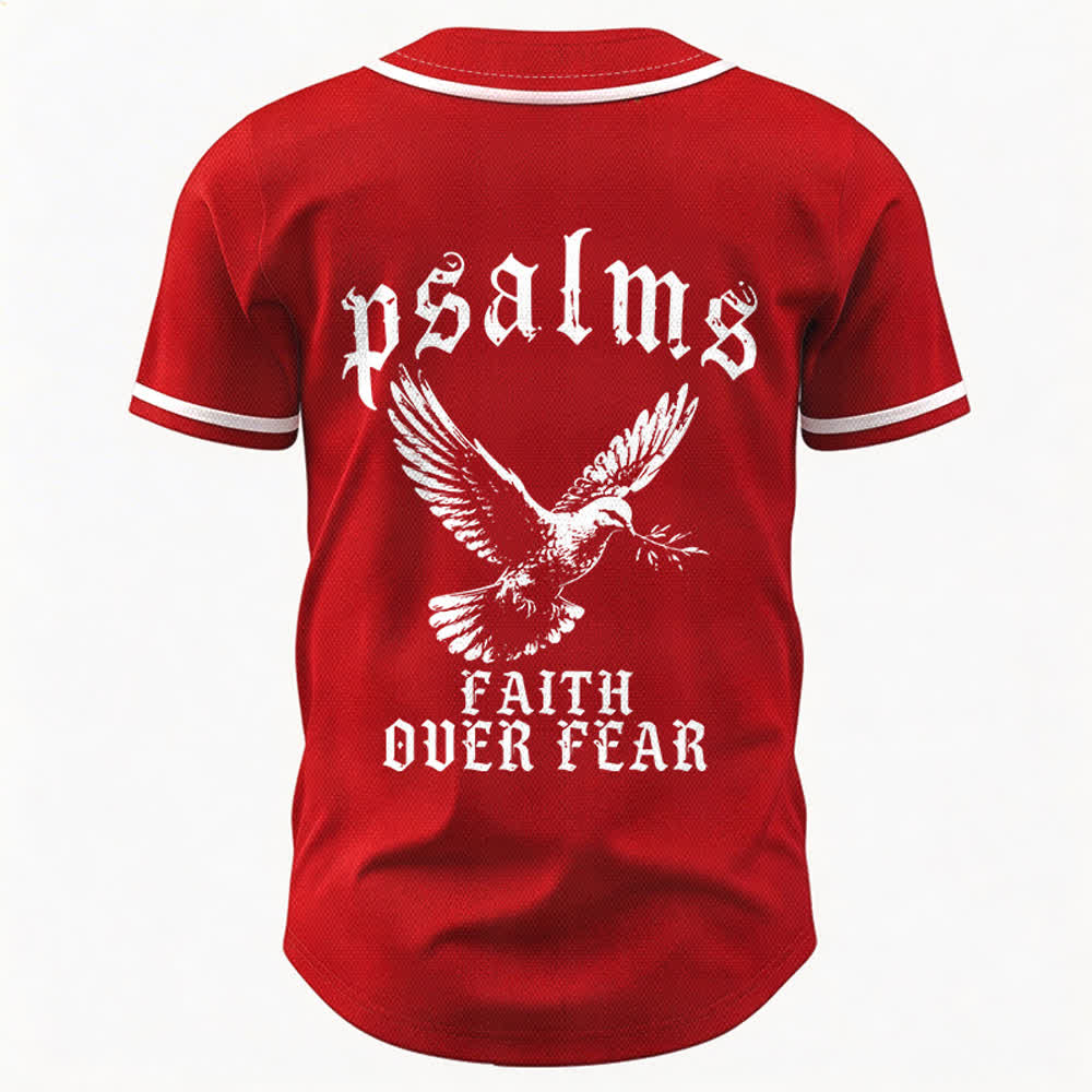 Christianartworkshop Peace Dove & Faith Slogan Religious Psalm 23 Athletic Design Unisex Baseball Jersey - image 51