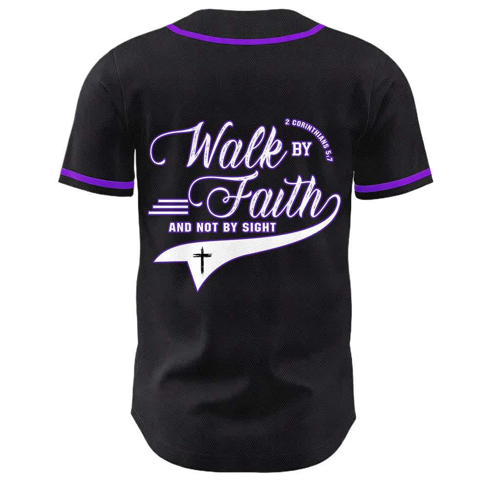 Christianartworkshop Walk By Faith And Not By Sight Cross Scripture Graphic Unisex Baseball Jersey - image 26