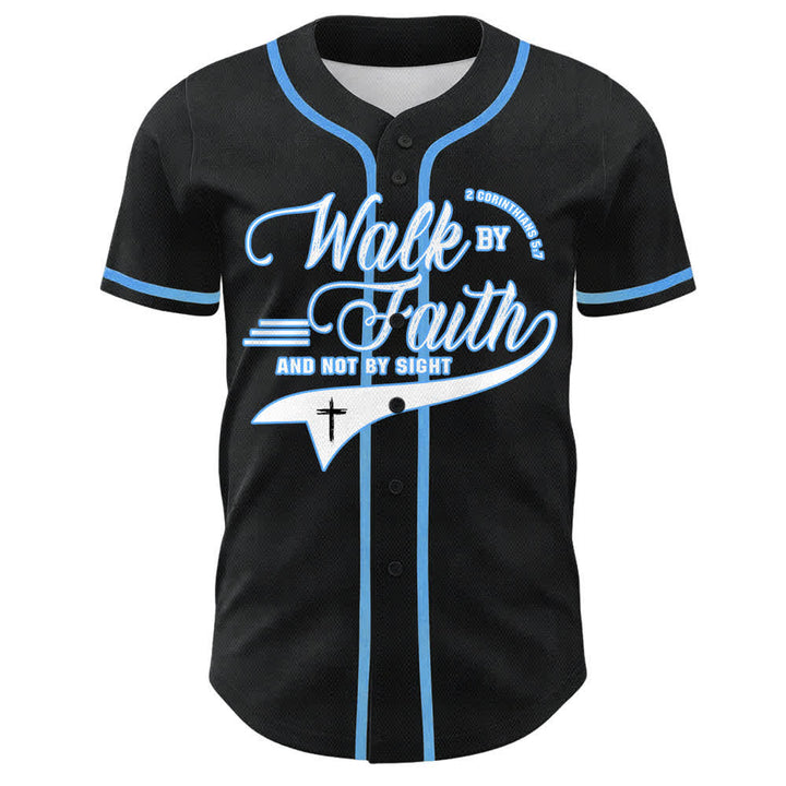 Christianartworkshop Walk By Faith And Not By Sight Cross Scripture Graphic Unisex Baseball Jersey - image 16