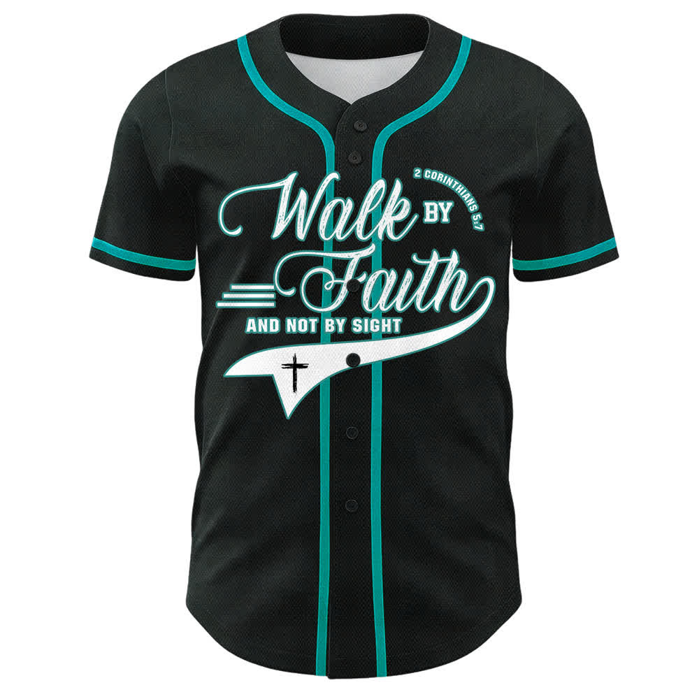 Christianartworkshop Walk By Faith And Not By Sight Cross Scripture Graphic Unisex Baseball Jersey - image 13