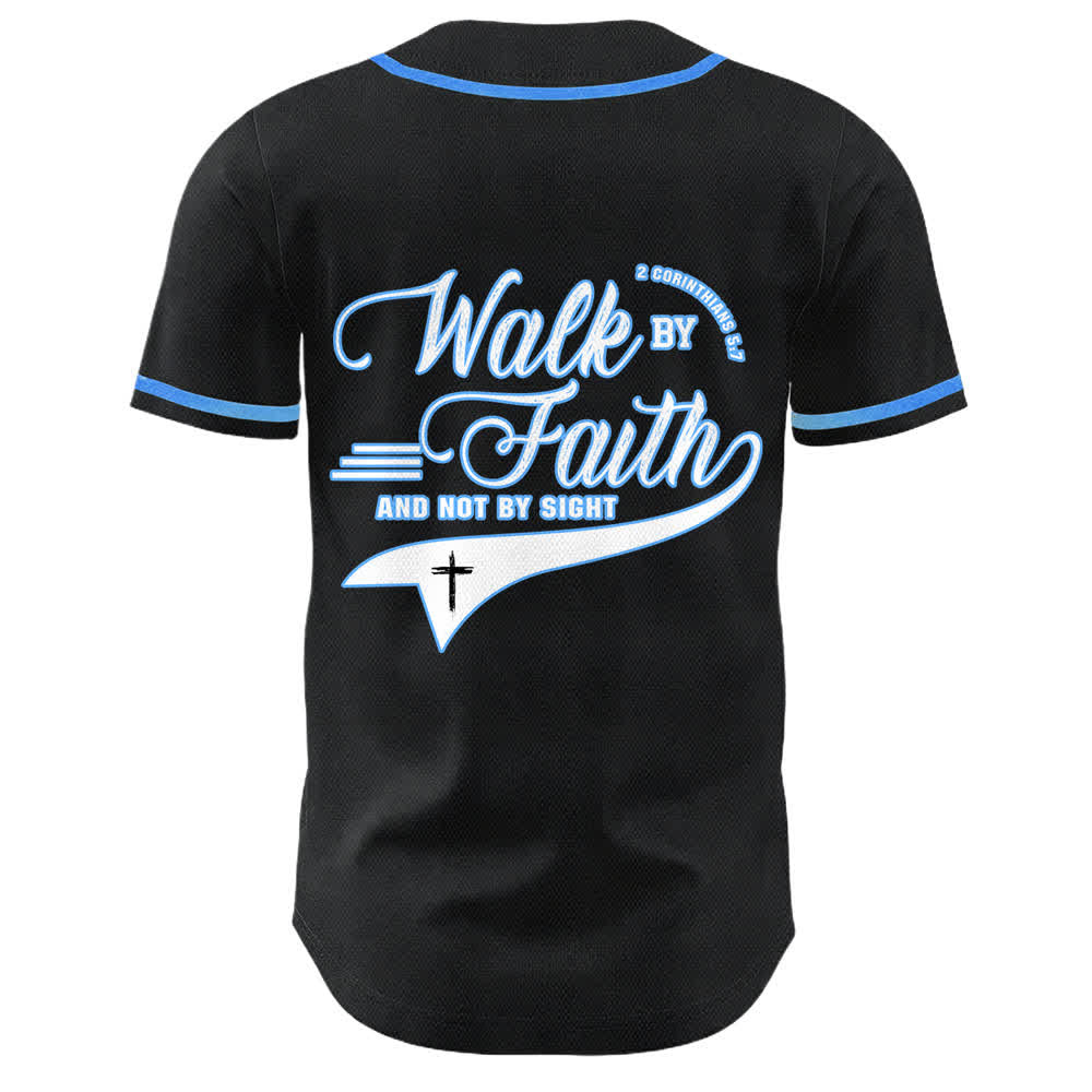 Christianartworkshop Walk By Faith And Not By Sight Cross Scripture Graphic Unisex Baseball Jersey - image 17