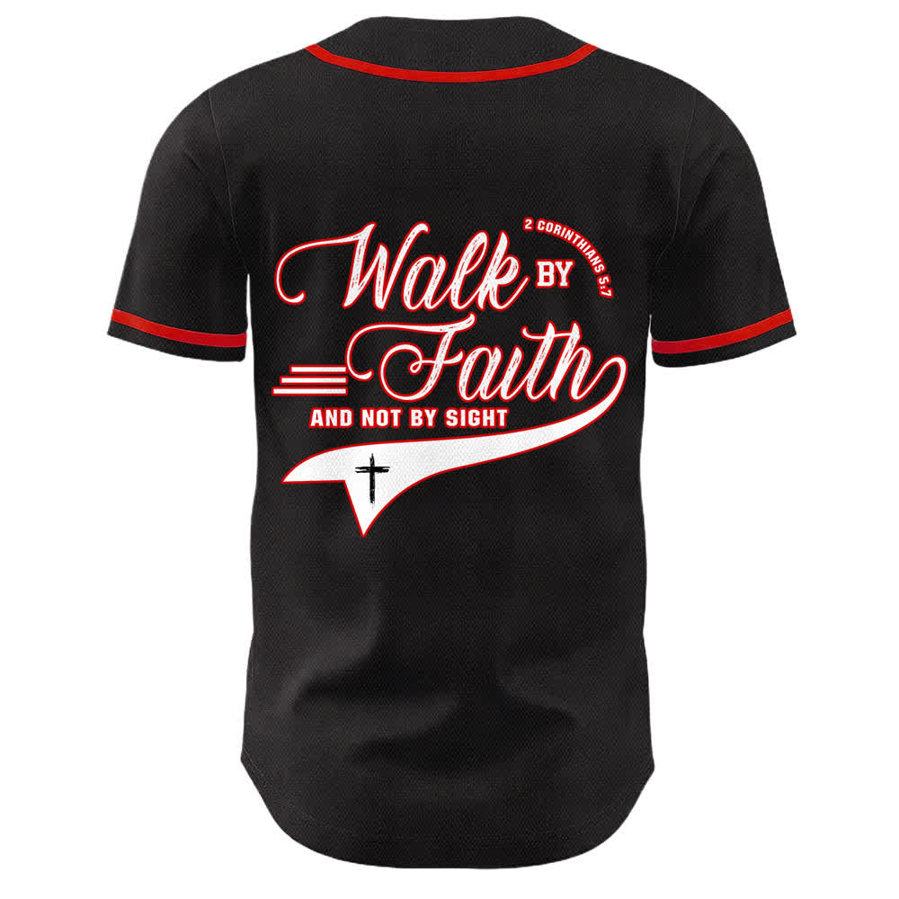 Christianartworkshop Walk By Faith And Not By Sight Cross Scripture Graphic Unisex Baseball Jersey - image 2