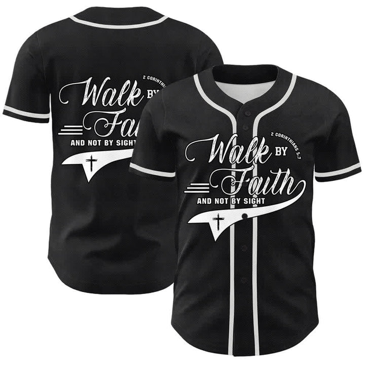 Christianartworkshop Walk By Faith And Not By Sight Cross Scripture Graphic Unisex Baseball Jersey - White - 5XL - image 6
