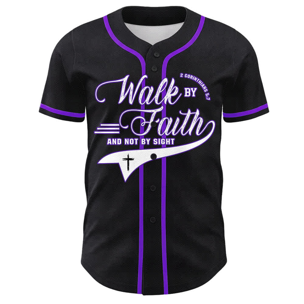 Christianartworkshop Walk By Faith And Not By Sight Cross Scripture Graphic Unisex Baseball Jersey - image 25