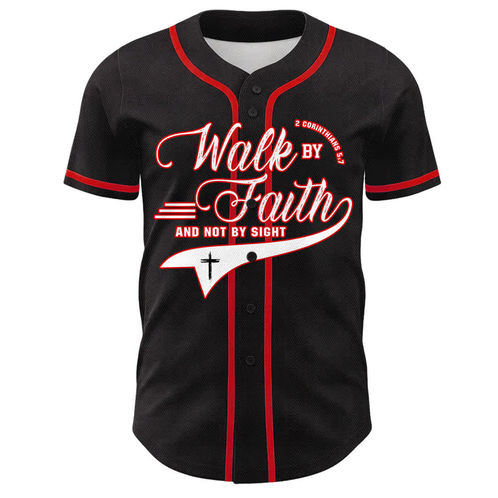 Christianartworkshop Walk By Faith And Not By Sight Cross Scripture Graphic Unisex Baseball Jersey - image 1